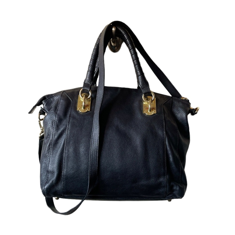 STEVEN black leather crossbody bag